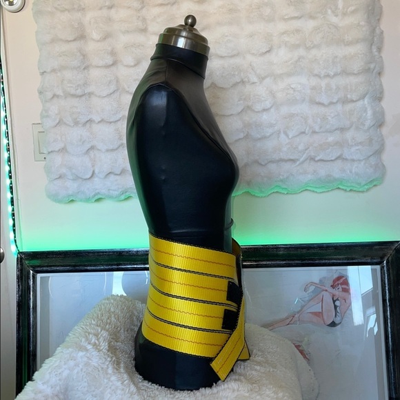 HANDCRAFTED Yellow and Black Wide Belt by me with leather edging main image 6